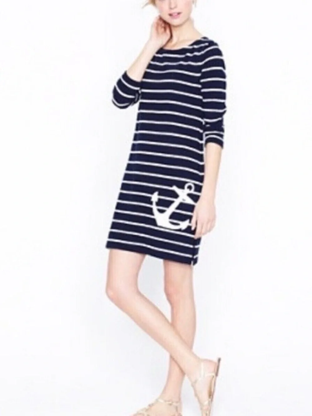 J. Crew Striped Nautical Anchor Dress